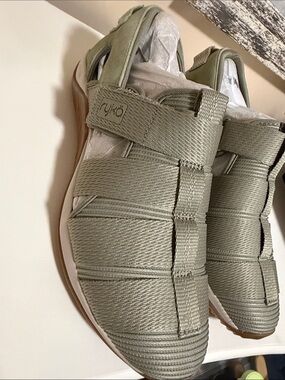 Ryka NWT Women's Olive Green Woven Athletic Slip-Ons